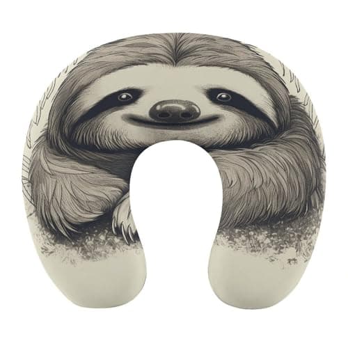 FekiLoot Sloth My Spirit Animal Travel Pillow Ergonomic Travel Head Portable Neck Pillow Comfortable U Shape Memory Foam Pillows Office Napping Pillows for Trains Cars Planes