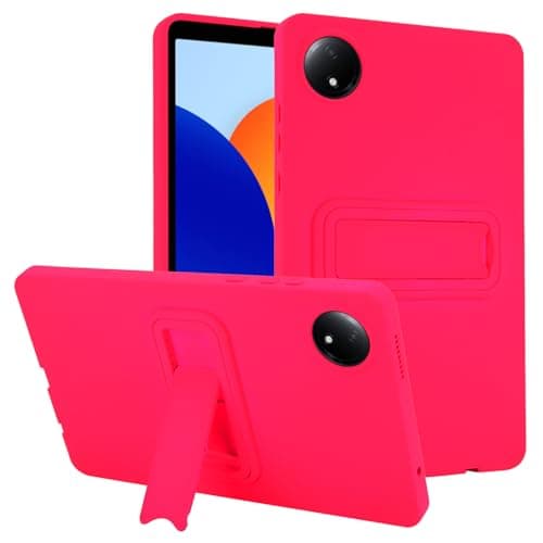 HUOLUNGJIN Compatible with Xiaomi Redmi Pad SE 8.7'' 2024 Case with Adjustable Stand, Shock-Absorbent Lightweight TPU Cover for Kids, Soft Rubber Shell for Full-Body Protection (Red Rose)