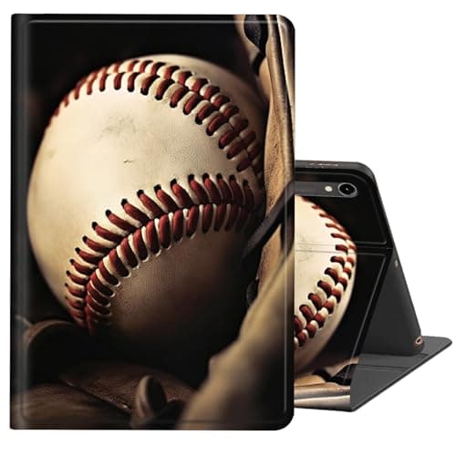 BREIDMKFM Case for Samsung Galaxy Tab S10 Lite / S10 FE / S9 FE 5G / S9 Tablet Case 10.9''/ 11'',Auto Wake/Sleep Multi-Angle Viewing Leather Slim Protective Stand Cover,Vintage Baseball
