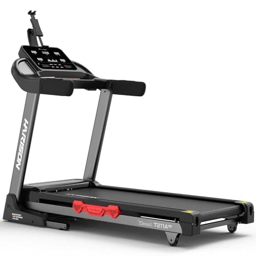 HARISON Folding Treadmill for Home with 15-Level Auto Incline, Quiet Running Machine with Bluetooth App, 0.6-9 MPH Speed Range, 300 LB Capacity, 42.5" x 16.9" Running Belt