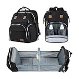 DERJUNSTAR Baby Diaper Bag Backpack with Changing Station, Large Capacity Baby Diaper Bags for Boys Girls, Waterproof Changing Pad, USB Charging Port, Pacifier Case, Sunshade and Toy Bar