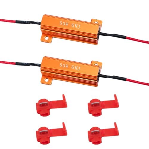 2Pcs 50W 6Ohm Load Resistors LED Turn Signal, LED Load Resistor Kit for Fix LED Bulb Fast Hyper Flash Turn Signal Blink Error Code (Amber)