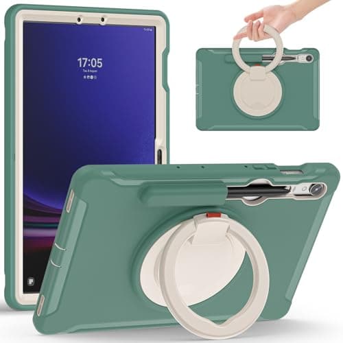 Kids Shockproof Case Compatible with Samsung Galaxy Tab S10 Lite 2025/S10/S10 FE 11"/Tab S9/S9 FE 11,Rugged Unibody Hybrid Bumper Protective Cover with Handle Grip,Swivel Stand.Green
