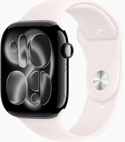 Apple Watch Series 11 [GPS + Cellular, 46mm] Jet Black Aluminum Case with Light Blush Sport Band, S/M (Renewed Premium)