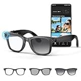 Mingtawn AI Smart Glasses 4K HD Camera, BT Call, 800W Anti-Shake Camera Glasses with Video Recording Dual Mic, Simultaneous Interpretation/GPT Identify Objects, 270mAh Photochromic Glasses（Black