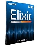 Elixir Strings, Electric Guitar Strings, Nickel Plated Steel with NANOWEB Technology, Longest-Lasting Bright Tone with Comfortable Feel, 6 String Set, Light 10-46