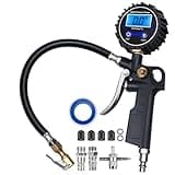 DigitPro Digital Tire Pressure Gauge with Inflator, 3-250 PSI Air Compressor Accessories with Air Chuck Quick Connect Coupler, Car Attachments with Rubber Hose for Car, Truck, SUV, Cycle, RV