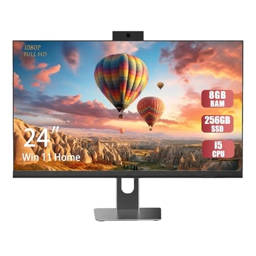 XFAATING 24" FHD All in One Desktop Computer, i5 CPU, 8GB RAM 256GB SSD, All-in-One 1920x1080 Display, HD Privacy Protection Webcam, WiFi 6 + BT 5.3, Win11 Home, Black