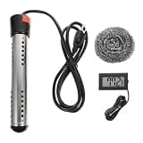 PRETYZOOM Portable Immersion Water Heater 1500w Electric Stainless Steel Water Heater with Protective Guard and Digital LCD Thermometer for Bathtub