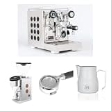 Rocket Espresso Appartamento 2.0 Espresso Machine (Black) Bundle with Faustino 3.1 Grinder (Copper), 58mm Bottomless Portafilter & 12oz Frothing Pitcher (Matte White)