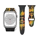 Rainbow Peace And Love Sign Band Compatible With Apple Watch Band For Women Men Waterproof Silicone Strap 38mm40mm