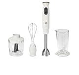 2-Speed Immersion Hand Blender Set with Chopper and Measuring Cup, Stainless Steel Stick Blender for Smoothies, Soups and Sauces, White Kitchen Mixer