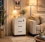 Homtycub Vertical Rolling File Cabinet with Lock, 3 Drawer Heavy Duty Under Desk Storage Cabinet on Wheels, Mobile Printer Holder Supports A4 Letter Legal Hanging Files for Office & Home (White)