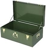 Vixdonos Large Metal Trunk Decorative Storage Box College Dorm Chest with Handle