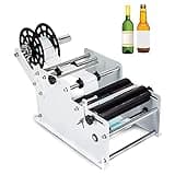 TYBJLXF Manual Round Bottle Labeling Machine with Adjustable Size,15-120mm Diameter Round Bottle Label Applicator for Cans,Plastic,Glass (White)