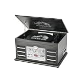 VICTOR RWRP-3000 Roxbury 8-in-1 Turntable Music Center with AudioStream, 3-Speed Vinyl Player, CD & Cassette Player, Bluetooth 5.4 in/Out, AM/FM Radio, USB Recording, Built-in Speakers