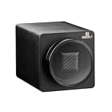 MOZSLY Watch Winder for Automatic Watches Single Rotating Watch Box with Quiet Motor 12 Rotation Mode Setting Battery Powered or AC Adapter PU Leather Full Black