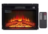 Electric Fireplace Insert, Electric Fireplace Heater, 23 Inch Electric Firebox, 1400W 120V Indoor Heater with Remote Control, LED Screen, Timer, Black Glass, Fits 23 Inch Openings
