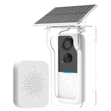 Solar Charger Compatible with Ring Video Doorbell with Rainproof Cover,Wireless Video Doorbell with Two Way Audio, Efficient Waterproof Solar Panel Charger for Doorbell Camera (White)