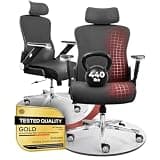 CLOUVOU PowerSeat Ergonomic Office Chair Comfy [#1 in Tests] Ergonomic Chair with Breathable Mesh Back | Computer Chair with wheels | Home Office Desk Chair with 3D Headrest | Swivel Chair for 440 lbs