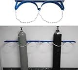 Wall Mount Oxygen Cylinder Rack, Gas Tank Holder with Chains, Blue Steel Construction, Pre-drilled Holes, 1/2/3 Bottle Capacity, Large Size (2)