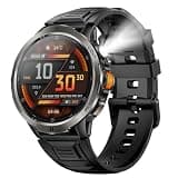 KT92 Military Smart Watch with Bluetooth Calling, Heart Rate Monitor, Step Counter, Sleep Tracking, Flashlight, Waterproof, Black (Orange)