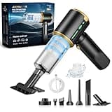 Cordless Car Vacuum Cleaner: Handheld Vacuum with 𝟏𝟔𝟎𝟎𝟎𝐏𝐚 Strong Suction, 𝐁𝐫𝐮𝐬𝐡𝐥𝐞𝐬𝐬 𝐌𝐨𝐭𝐨𝐫 & HEPA Filter, 𝟕-𝐢𝐧-𝟏 Cleaning Kit, Type-C Charging for Home Office Car - Black