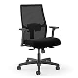HON Ignition 2.0 Mid‑Back Ergonomic Office Chair, Mesh Task Desk Chair with Lumbar Support, Standard Synchro‑Tilt, Height and Width Adjustable Arms, Black Frame, Black