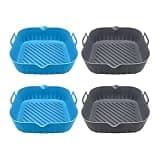 4Pcs Air Fryer Silicone Liner Pot Reusable, Basket Heat Resistant Non-Stick Liners Mats Bowl