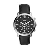 Fossil Men's Watch, Neutra Quartz Stainless Steel and Chronograph Leather Watch for Men, Color: Silver, Black