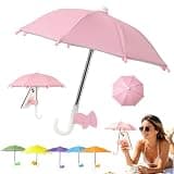 lylzb Suction Cup Phone Umbrella, Piggy Style Mini Cell Phone Shade for Sun, Anti-Glare Shield Heat Protection Stand Holder, Beach Essentials for Women, Summer Travel Accessories (Pink)