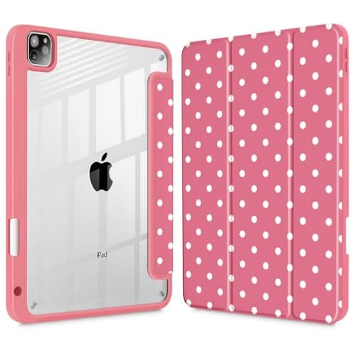 Tuiklol for iPad Pro 12.9 Inch 6th/5th/4th/3rd Generation 2022 2021 2020 2018 Case,Built-in Pencil Holder Clear Transparent Protective Back Shell Cover with Auto Sleep/Wake, Spot-Watermelon Red