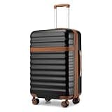 Kono Checked Luggage 24in Expandable Spinner TSA Lock ABS+PC Black