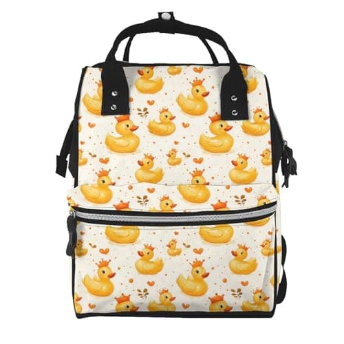 Baby Doll Diaper Bag Backpack - Crown Cute Duck Print Mommy Bag, Tactical Infant Baby Backpack, Fashion Travel Hiking Toddler Tote Nursing Nappy Bags for Dad Mom Women Men