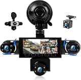 5 Channel Dash Cam 360°Wide Angle Dash Camera for Cars 1080P with Loop Recording Night Vision Reversing Help 3.16-inch Dash Cam Front and Rear
