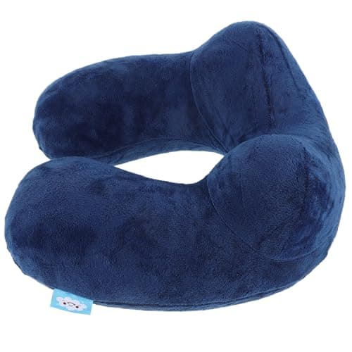 Homoyoyo Inflatable U-Shaped Neck Support Pillow with PVC Bladder Navy Blue Travel Pillow for Airplane and Car Lightweight Cervical Neck for Long Flights and Hiking