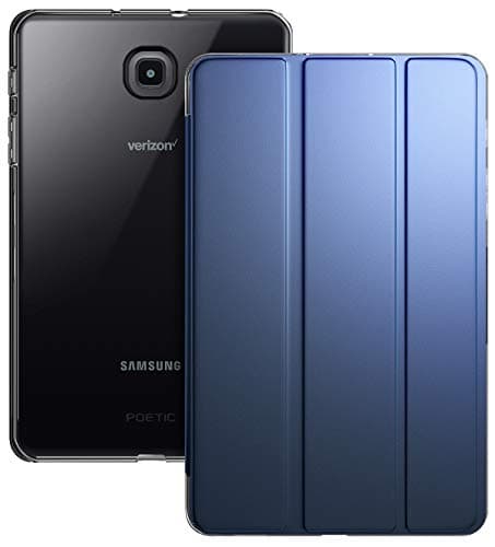 Galaxy Tab A 8.0 2018 Case, Poetic Smart Cover Case w/Flexible Soft Clear TPU Back, Slim-Fit Trifold Stand Folio Front, Lumos X Series, SM-T387 Verizon/Sprint/T-Mobile/AT&T, Navy Blue