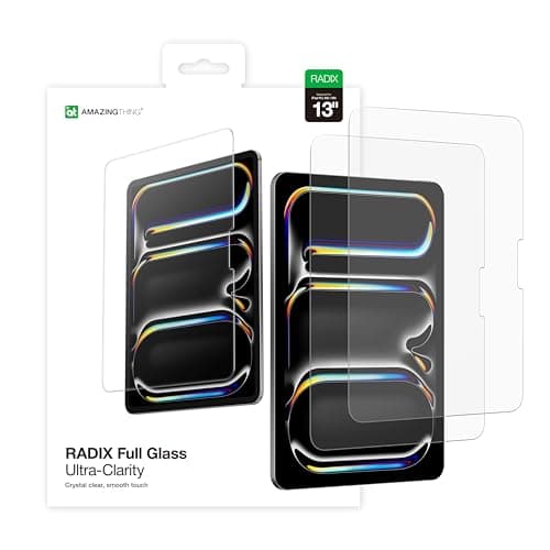 AMAZINGthing for iPad Pro 13-inch M5/M4 [RADIX - Full Glass] Screen Protector, Ultra Clear, 3D Frame Design, Full Coverage, Case Friendly, Smudge and Scratch Resistant, 2 Pack