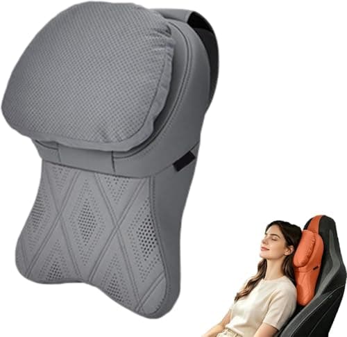 Aviation-Grade Pu Leather Car Headrest, Memory Foam Neck Pillow for Driving Seat Car Headrest Pillow/Gaming Chair Pillow Ergonomic Design Neck Support Pillow Universal Type (Grey)