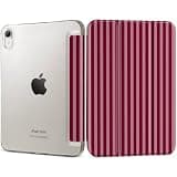 DONGKE for iPad mini 7 (A17 Pro) 2024 & iPad mini 6 2021 8.3 Inch, Slim Foldable Stand Hard PC Translucent Back Shell Smart Cover for iPad mini 7th/6th Generation [Auto Wake/Sleep] - Red Stripes