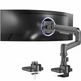 VIVO Aluminum Ultrawide Monitor Stand, Classic, Fits up to 57 inch Computer Screens, Single Articulating Pneumatic Arm, C-Clamp and Grommet Desk Mount, Max VESA 100x100, Black, STAND-V111H