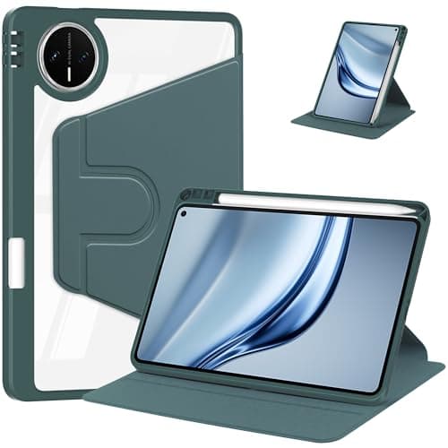 Rotating Case for Huawei MatePad Mini Android 8.8 Inch– with Pencil Holder, Clear Hard Back Cover, 360° Rotating Stand & Auto Wake/Sleep(Green)
