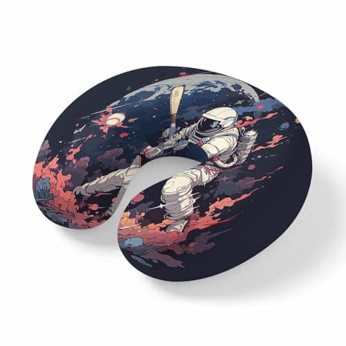ZFUNCING Travel Pillows U-Shaped Neck Pillow Watercolor Space Man Baseball Sport Ergonomic Memory Foam Pillow Head Cushion,Universe Planet Art Soft Portable Neck Pillows for Office Airplane Car Train