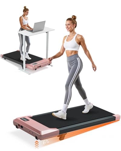 DeerRun Walking Pad, Under Desk Treadmill with Incline for Home Office 2.5HP Portable Walking Treadmill with 300 Lbs Weight Capacity Walking Machine, Remote Control, LED Display
