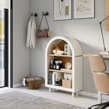 Teemful Small Bookcase, Storage Cabinet, Arched Bookshelf, 3 Tier White Woodgrain Shelf for Living Room, Bedroom, Entryway, 23.62 by 9.5 by 37.4 Inches