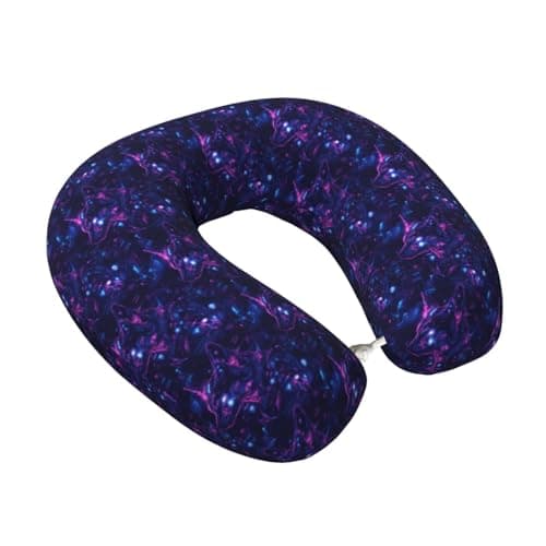 TZTTZT Cyber ​​Neon Wolf Print Travel Neck Pillow Airplane, Memory Foam Neck Pillow for Traveling/Sleeping, Travel Essentials Accessories for Men Women