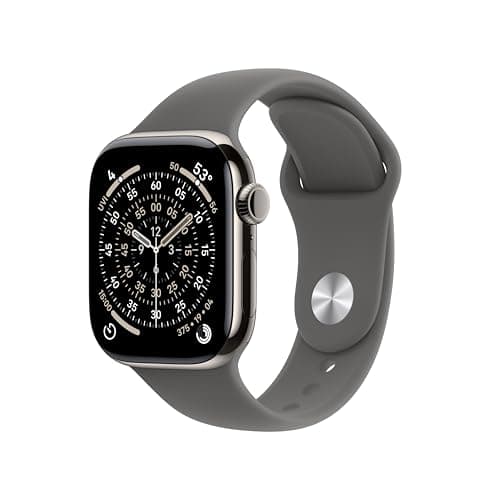 Apple Watch Series 11 [GPS + Cellular 42mm] Smartwatch with Natural Titanium Case with Stone Gray Sport Band - S/M. Sleep Score, Fitness Tracker, Health Monitoring, Always-On Display, Water Resistant