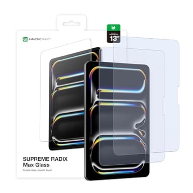 AMAZINGthing for iPad Pro 13-inch M5/M4 [RADIX - Max Glass] Screen Protector, Blue Light Reduction, 9H Tempered Glass, Case-Friendly, Full Coverage, Smudge and Scratch Resistant, 2 Pack
