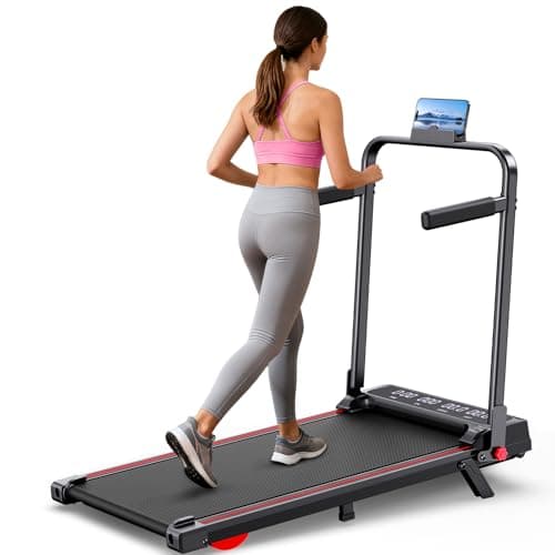 Treadmill with Desk for Home Office, 3.5HP Foldable Workstation Treadmill, 350 lbs Capacity, 12% Incline, Adjustable Handle (4 Levels), Compact Walking Pad with Removable Tabletop