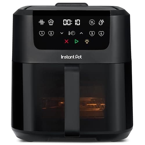 Instant Pot Vortex Compact Black Hot Air Fryer 5L Basket Family Size 4 in 1 - Hot Air Fry, Dry, Bake, Heat, Non-Stick, Easy to Clean